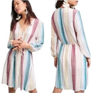 Rails Becca Cusco Stripe Gauze Dress Size XS Multicolor Wrap Bust Anthropologie